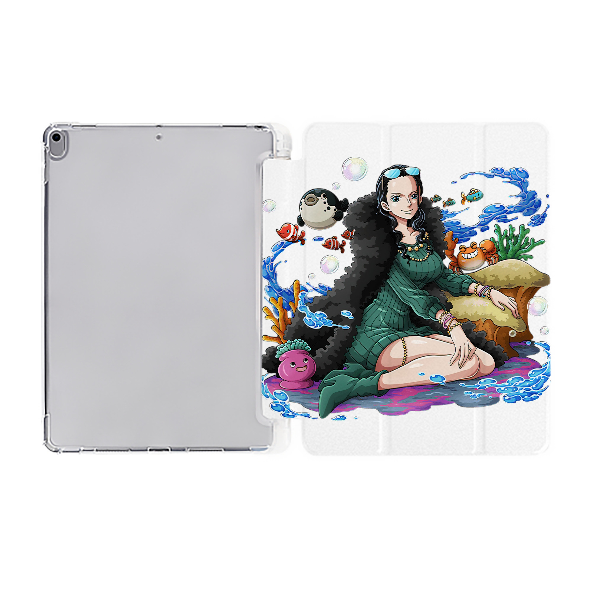 （画像用） ワンピース ニコ・ロビン ONE PIECE Nico Robin IPad ケース ペン収納付き 三つ折りスタンド PUレザー×シリコン 対応機種9.5/10.5/10.9インチ